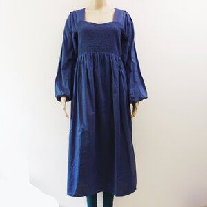 ld Navy Fit & Flare Long Sleeve Midi Dress Sweetheart Neck Navy (M) NWOT!